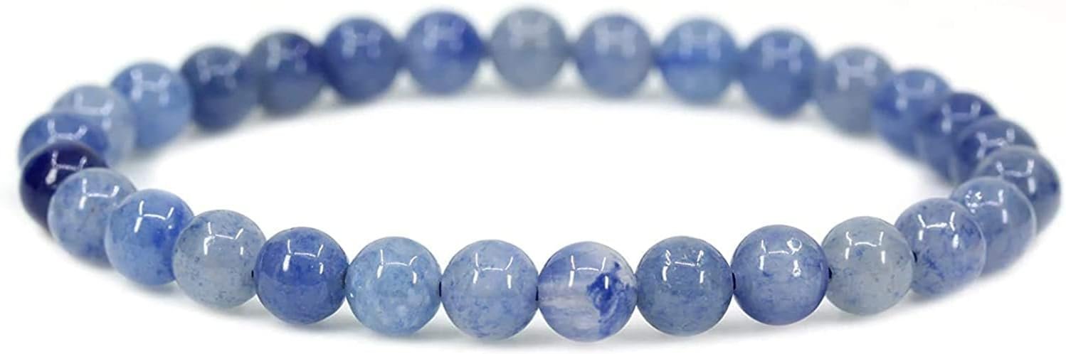 Gem Semi Precious Gemstone 6mm Round Bea Stretch Bracelet 7" Unisex