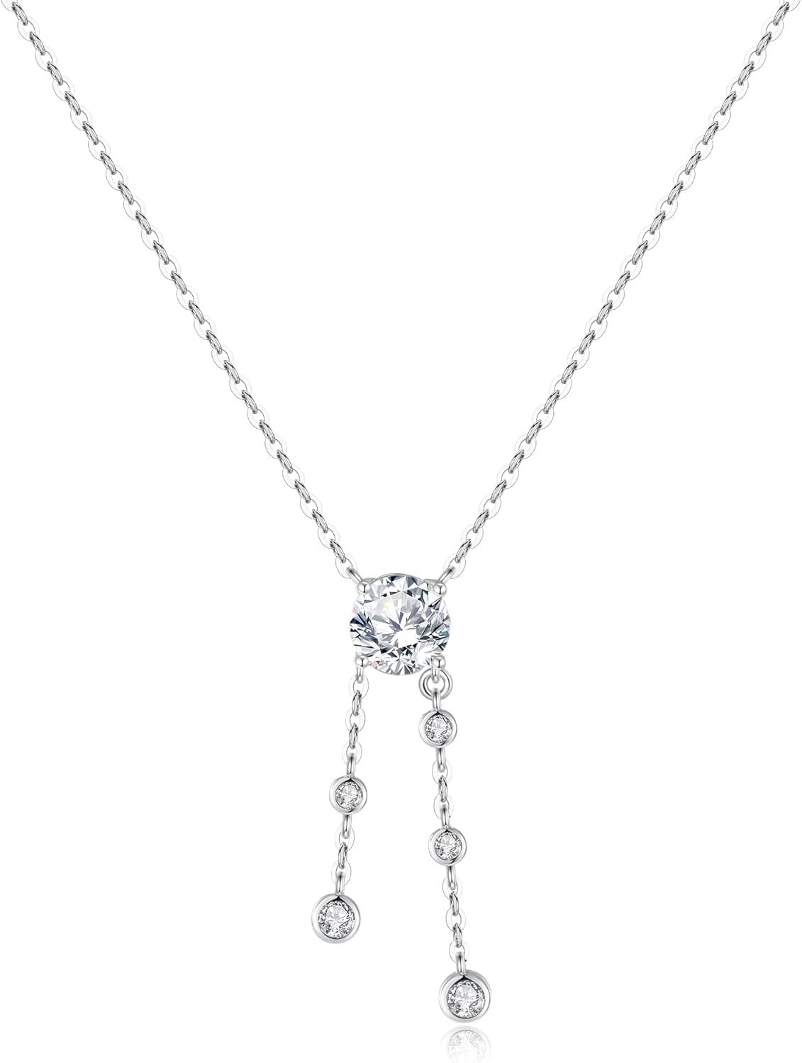 Moissanite Necklace for Women,1.75 Color Moissanite Pendant Necklace,Sterling Silver Plated 18K White Gold Moissanite Necklace Birthday Christmas Gifts for Women