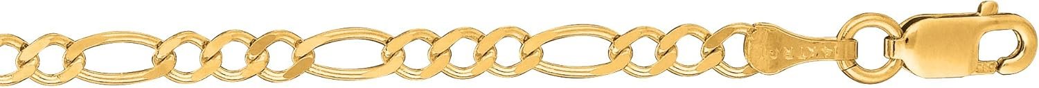 14k Yellow Gold Figaro Link Foot Chain Anklet or Necklace (1.3mm, 2.8mm) - Image 2