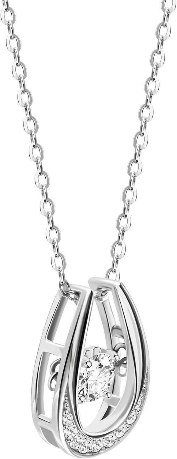 18K White Gold Plated Silver Dancing Diamond Pendant Necklace With Lab Grown Diamond (E-F Color, Round Brilliant, Clarity) 16/18 inch Length, Necklace For Women, Gift For Her Jewelry For Women - Image 2