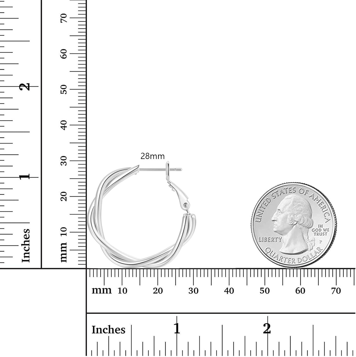 Hoop Earrings for Women, 14K Gold Sterling Silver Chunky Twisted Hoops Earring Hypoallergenic Ear Jewelry - Image 2