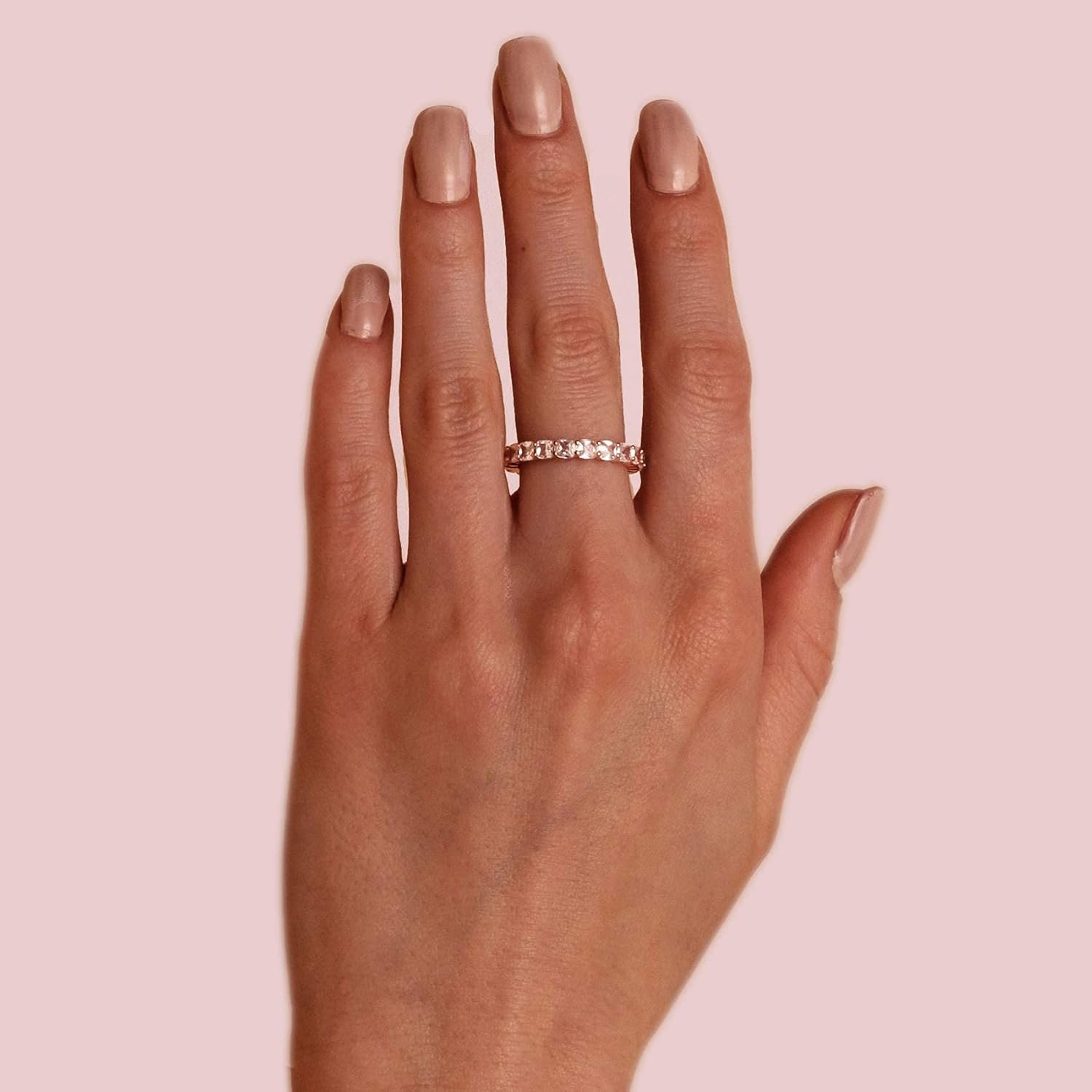 14K Gold Plated Rings with Cubic Zirconia Love - 4mm Stackable for Women - Gold Rings - Image 2