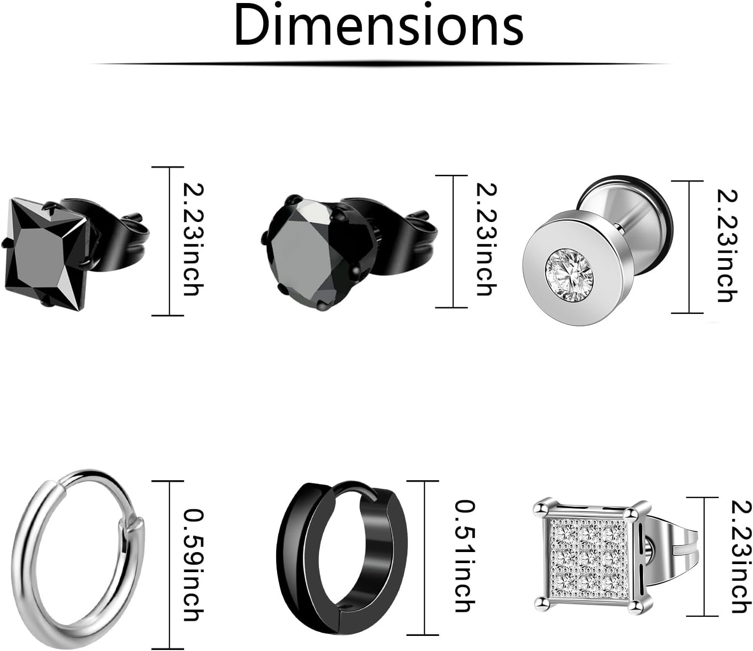 21 Pairs Stainless Steel Earrings for Men Inlaid Cross Dangle Hinged Earrings Hoop CZ Stud Hypoallergenic Earrings Earrings Set for Women Men Ear Piercing Jewelry Black Steel Gold - Image 2