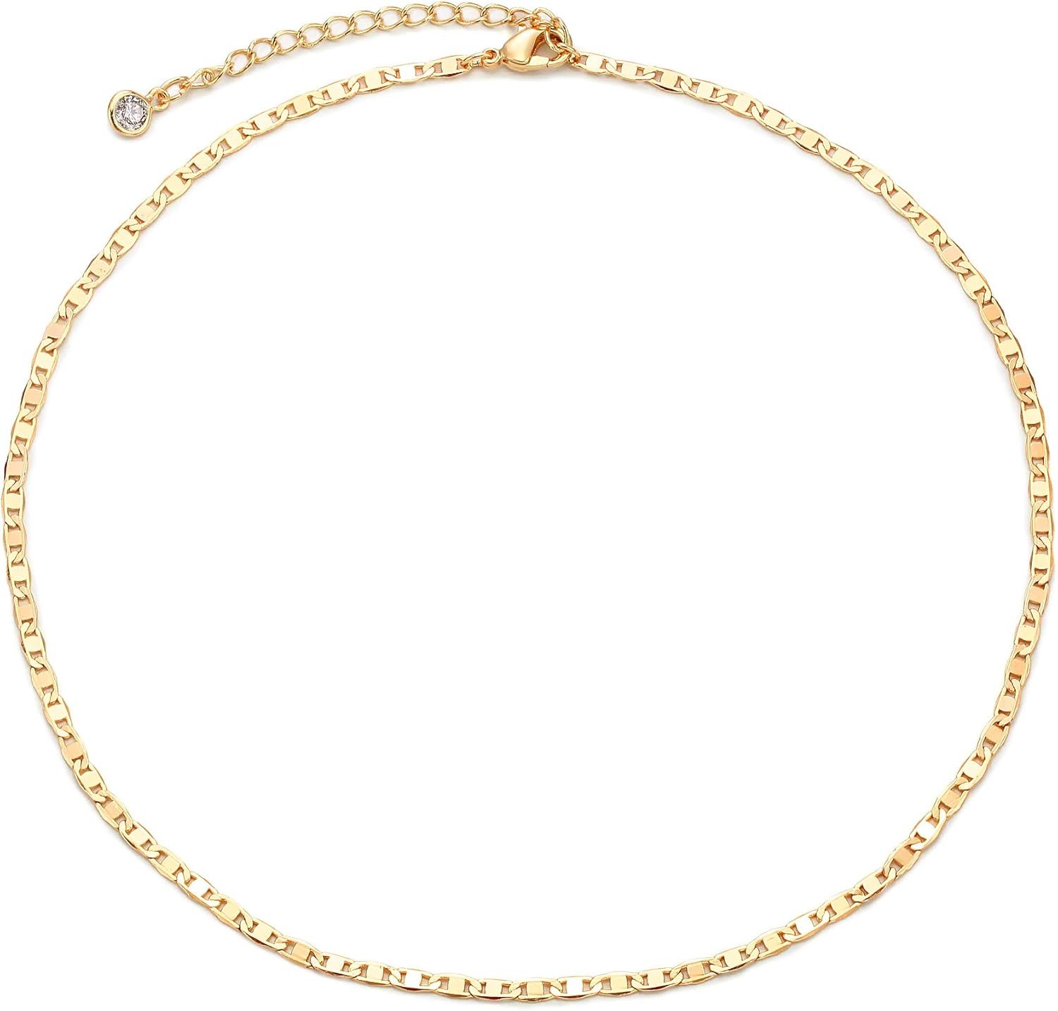 Dainty Gold Chain Choker Necklace 14K Gold Plated Handmade Boho Cute Tiny Beaded Link Choker Necklace Delicate Simple Minimalist Choker Necklace for Women