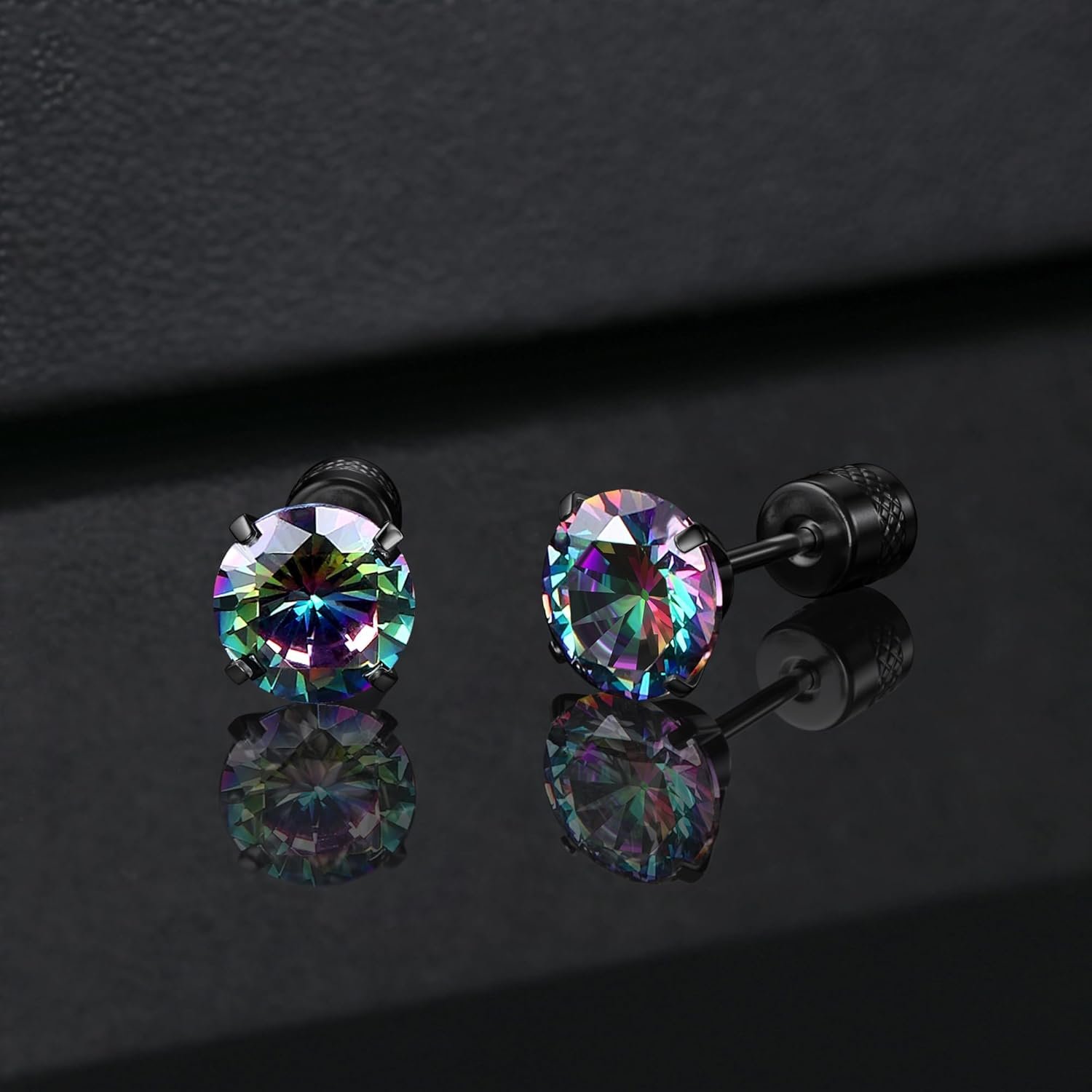 Hypoallergenic G23 Implant Grade Titanium Screw Back Earrings 20G Pure Titanium Post for Sensitive Ears 5A Cubic Zirconia Titanium Earring Studs for Women Men Double Side Earrings Piercing Sleeper Studs Jewelry - Image 2