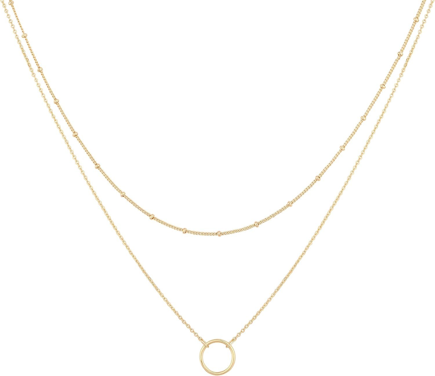 Layered Heart Necklace Pendant Handmade 18k Gold Plated Dainty Gold Choker Arrow Bar Layering Long Necklace for Women