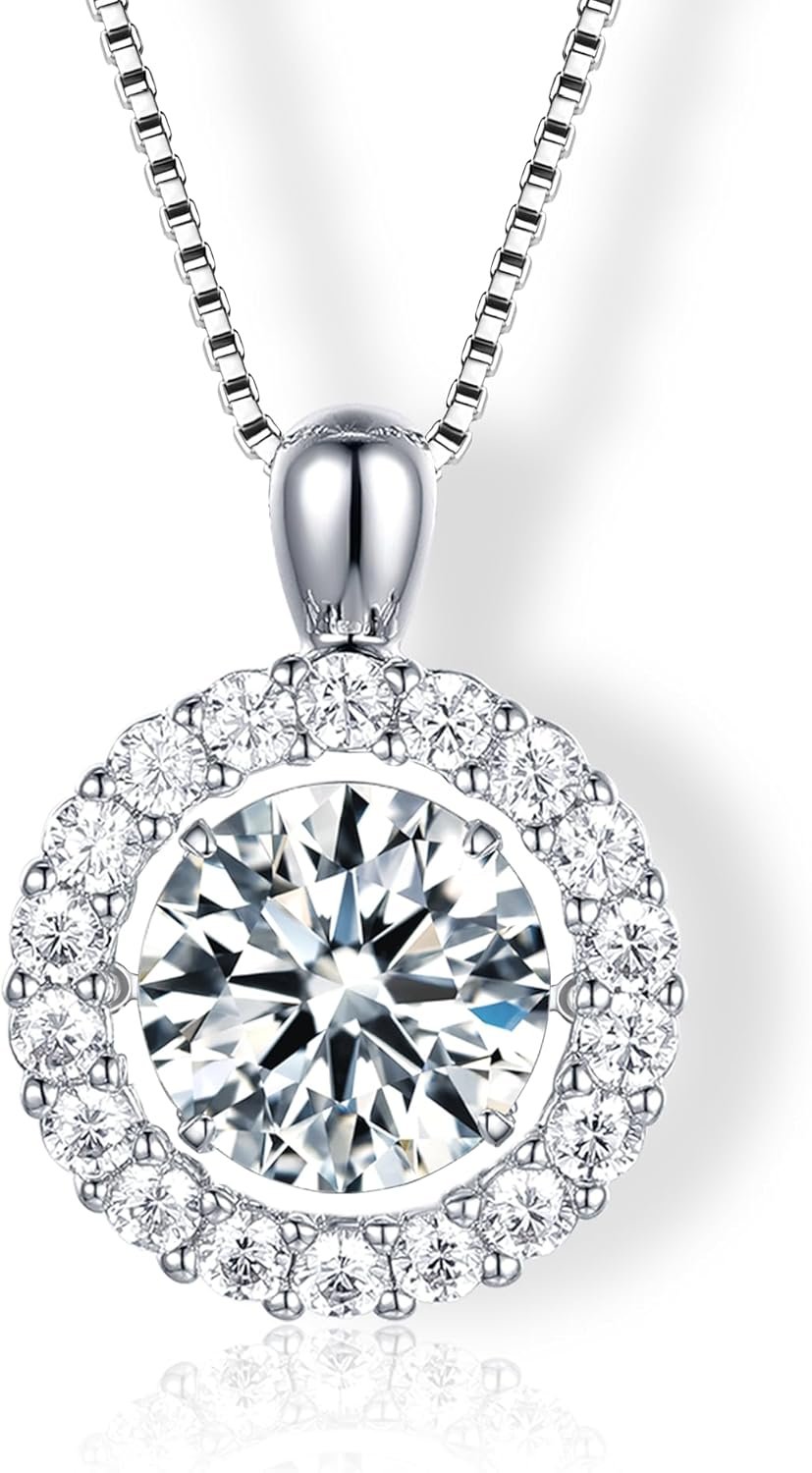 Moissanite Necklace for Women, Dancing Necklace for Anniversary Mother's Day Valentines Christmas Gifts for Wife