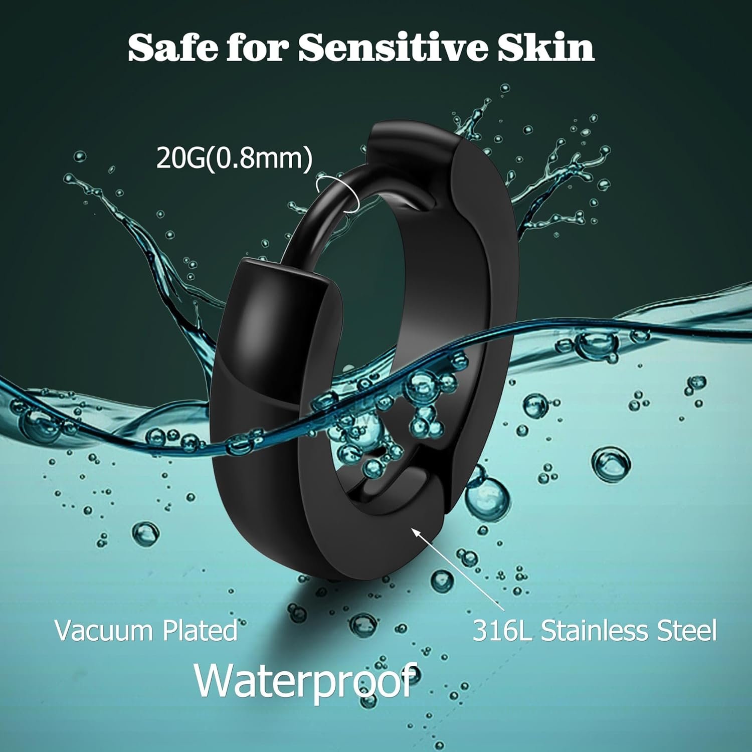 6 Pairs Stainless Steel CZ Stud Earrings for Women Mens Hoop Earrings Ear Piercing - Image 2