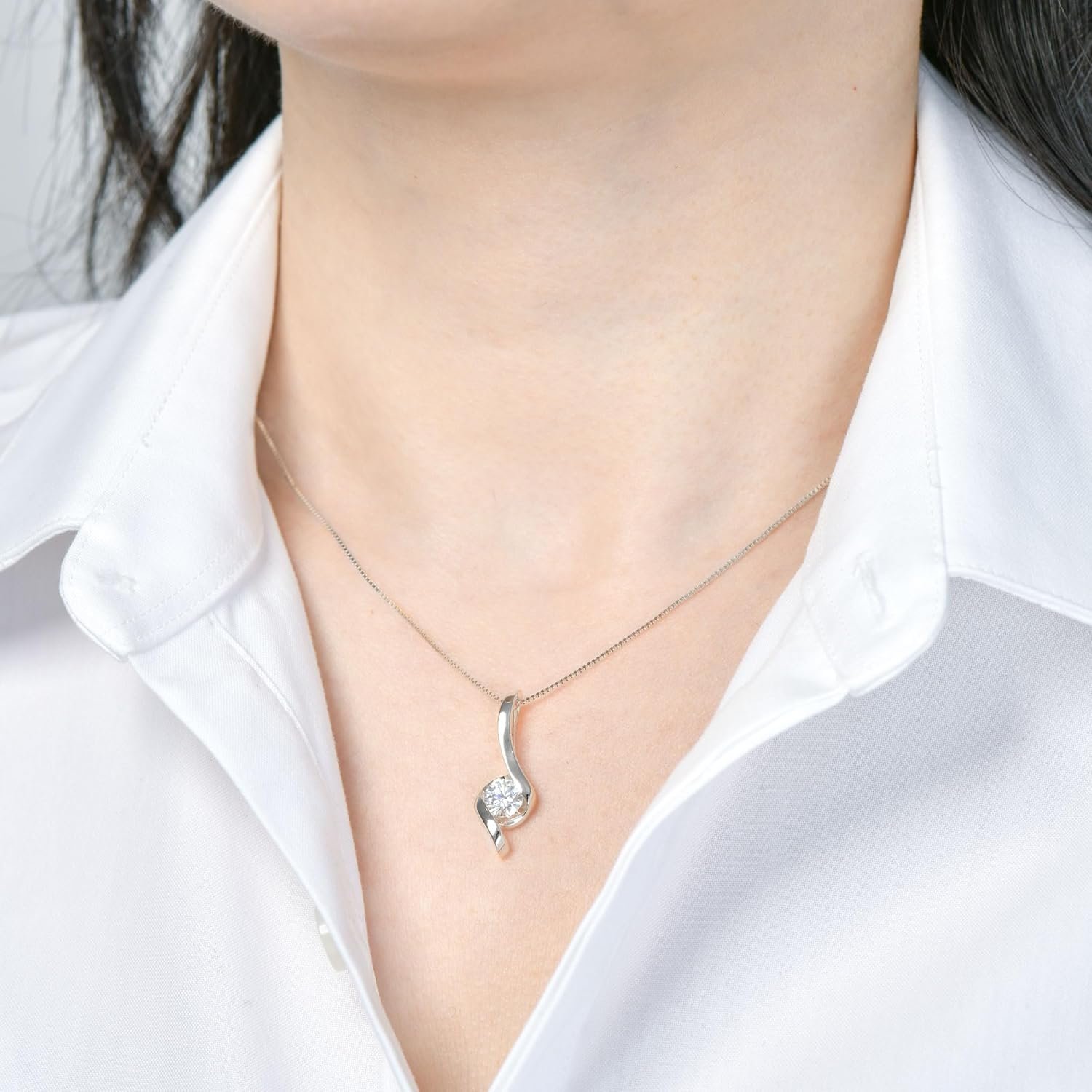 1CT Moissanite Pendant Necklace for Women D Color VVS1 925 Sterling Silver Infinity Chain Necklace Gift for Her Wife Mom Birthday - Image 2