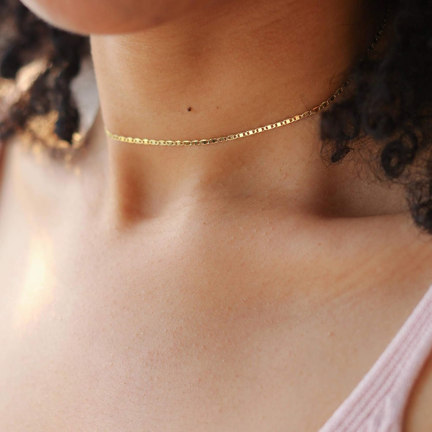 Dainty Gold Chain Choker Necklace 14K Gold Plated Handmade Boho Cute Tiny Beaded Link Choker Necklace Delicate Simple Minimalist Choker Necklace for Women - Image 2